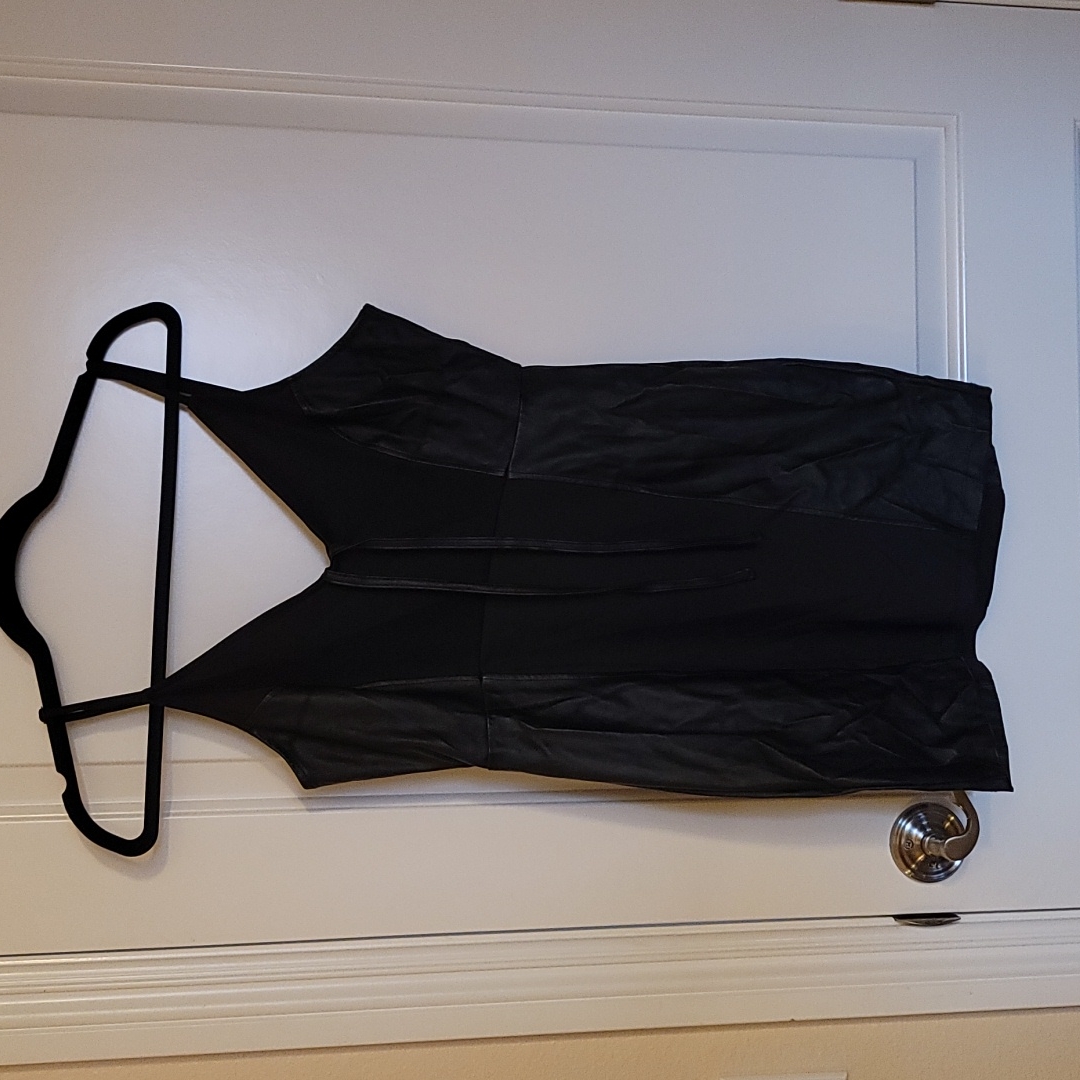 Nasty Gal Black Vegan Leather Spaghetti Strap Dress